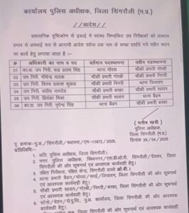 Singrauli police transfer list