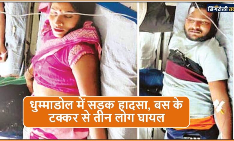 Singrauli News: धुम्माडोल में सड़क हादसा, बस के टक्कर से तीन लोग घायल