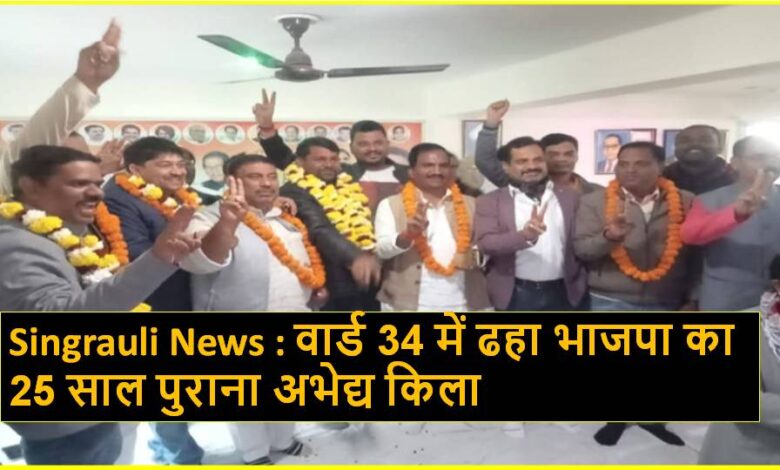 Singrauli News : वार्ड 34 में ढहा भाजपा का 25 साल पुराना अभेद्य किला