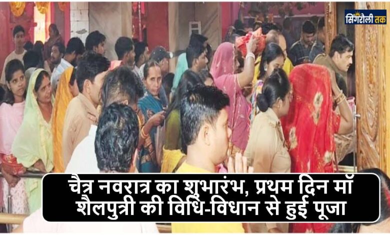 Singrauli News: चैत्र नवरात्र का शुभारंभ, प्रथम दिन मॉ शैलपुत्री की विधि-विधान से हुई पूजा