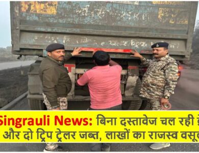 Singrauli News: बिना दस्तावेज चल रही क्रेन और दो ट्रिप ट्रेलर जब्त, लाखों का राजस्व वसूला