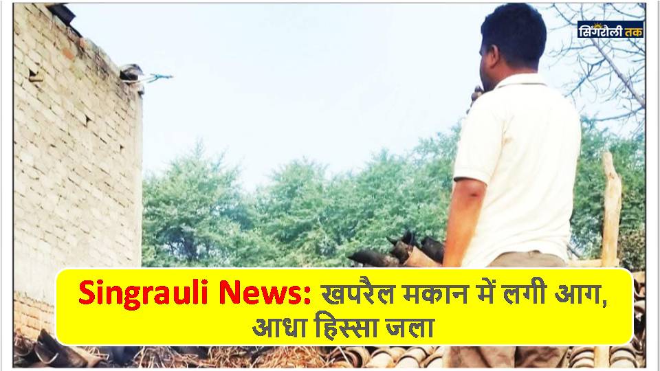 Singrauli News: खपरैल मकान में लगी आग, आधा हिस्सा जला